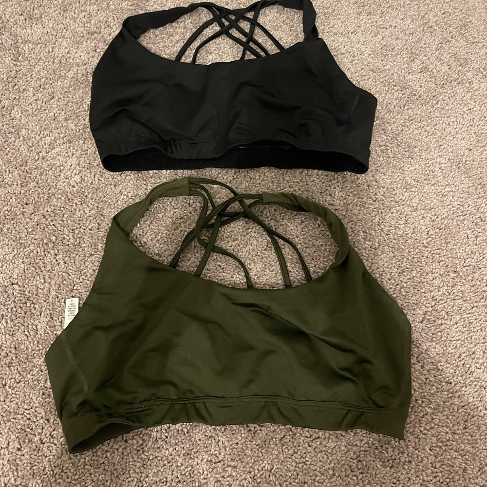 Victoria secret black and army green criss cross sports bra size XL